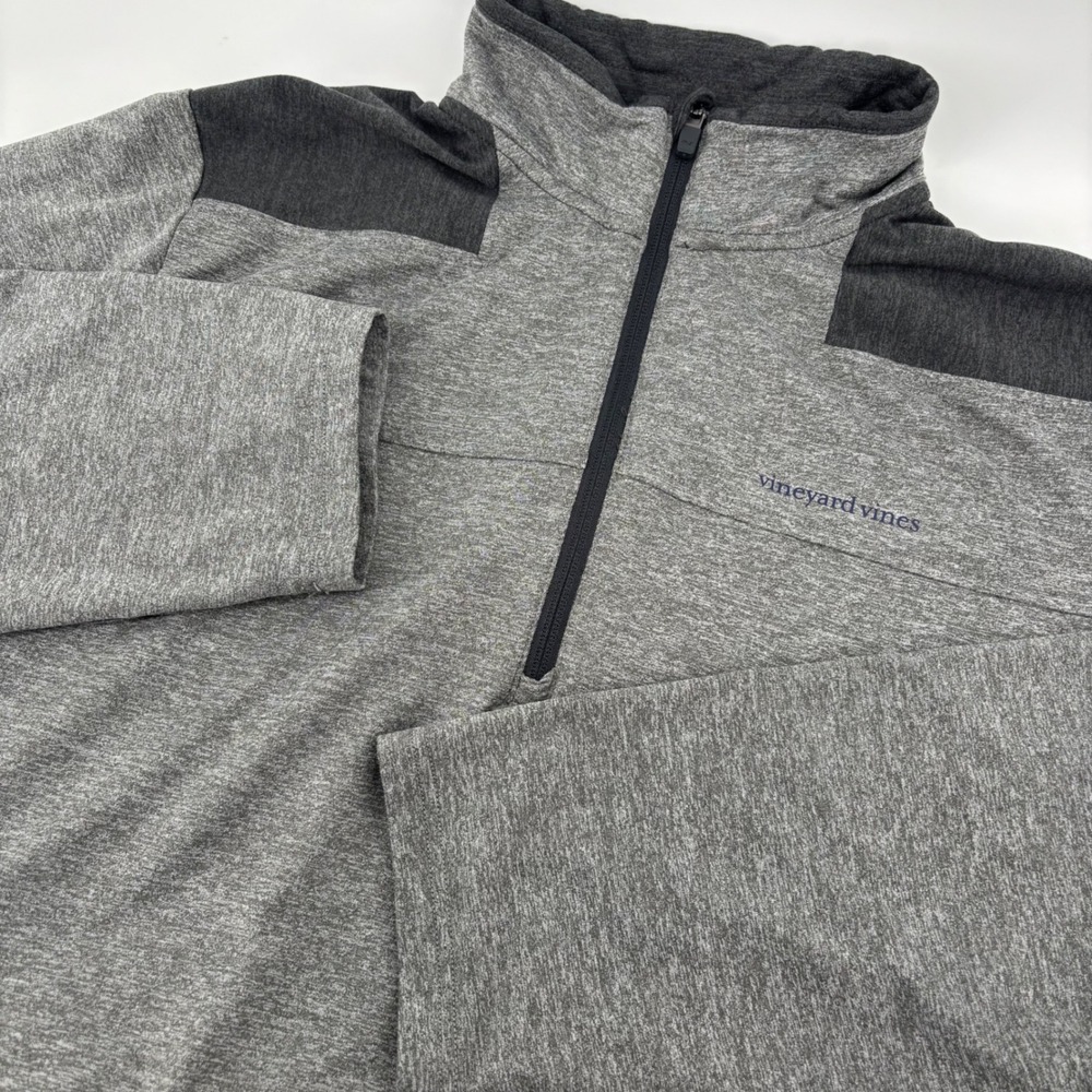 Vineyard Vines Mens Pullover XL Gray Performance Quarter Zip 1K003374 Coastal